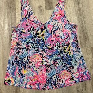 Lilly Pulitzer Pink and Blue Swirl Tank Top